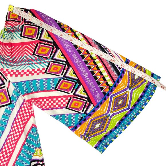 Flying Tomato Boho Blouse Women’s Size Medium Multicolor Geometric Tunic Top - Picture 6 of 10